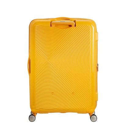 American Tourister Soundbox Spinner 77 Erweiterbares goldgelbes Hartschalenetui