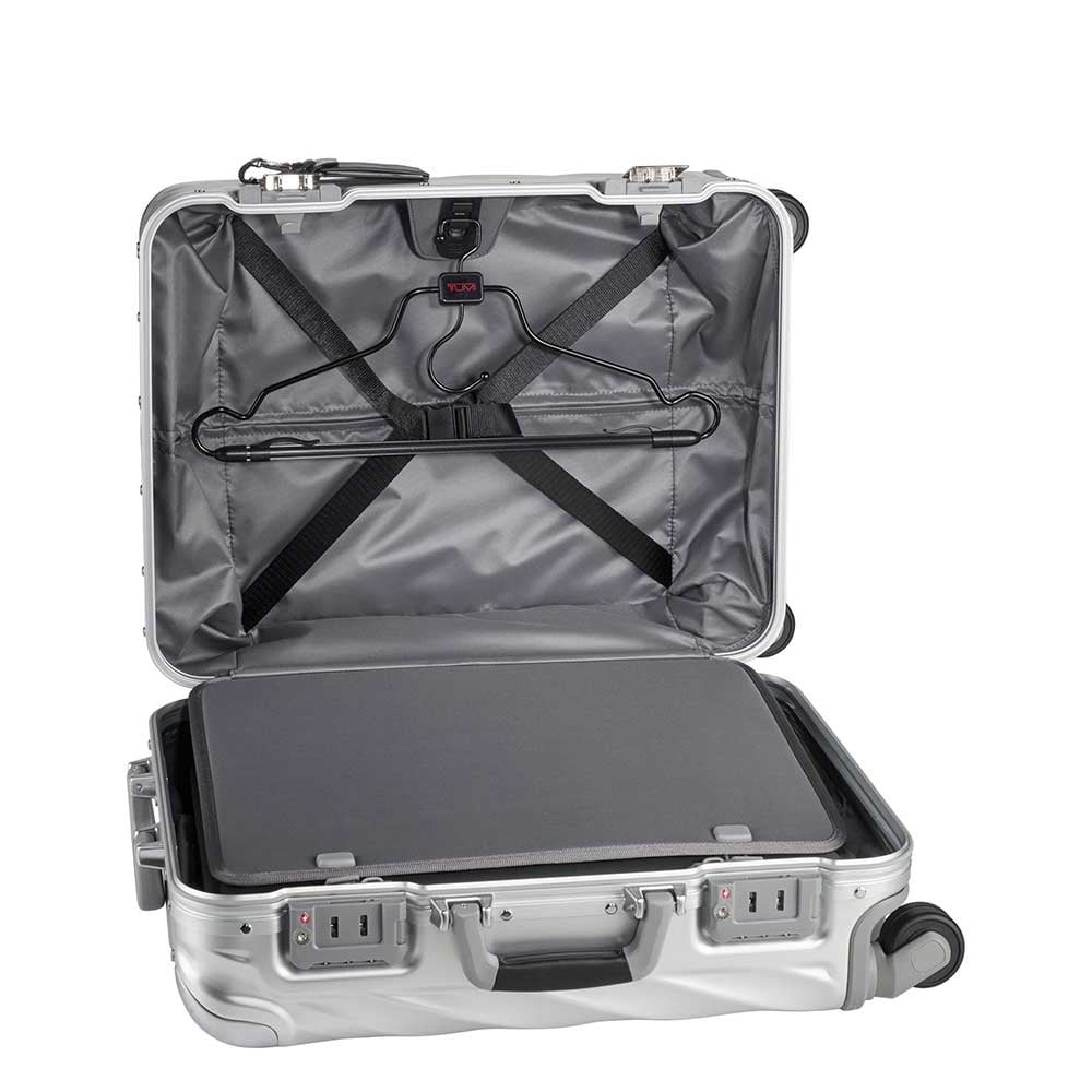 Tumi 19-Grad-Aluminium-Continental-Handgepäck-Hartschalenkoffer in Silber