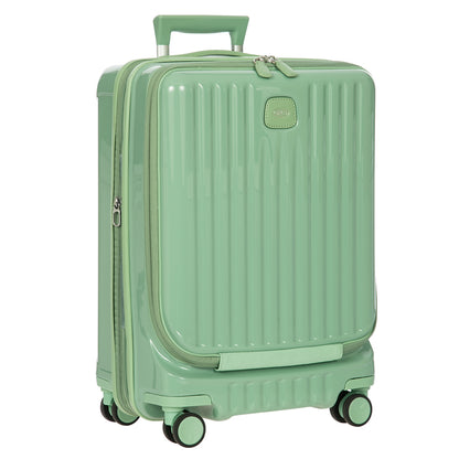 Bric's Positano Cabin Trolley 55 mit Tasche, salbeigrüner Hartschalenkoffer