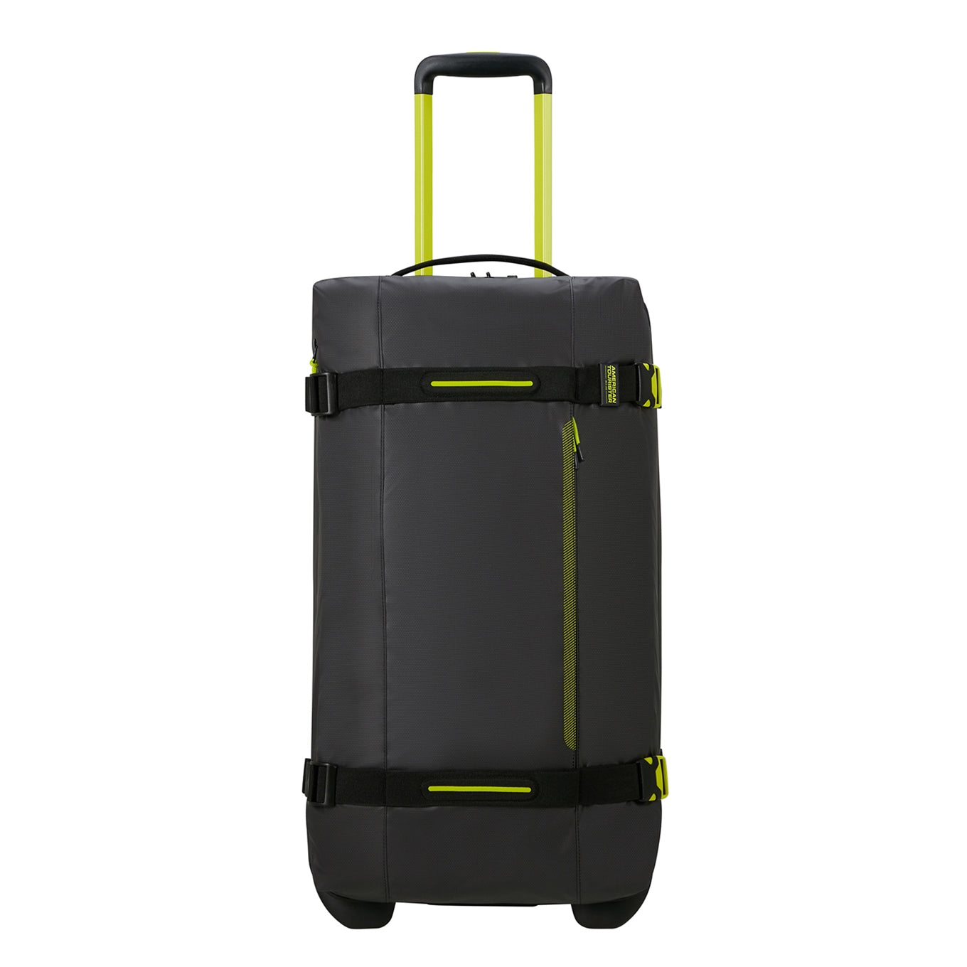 American Tourister Urban Track Duffle/Wheels M Beschichtete Reisetasche in Schwarz/Limette