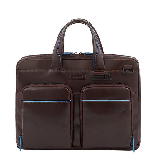 Piquadro Blue Square Computer Portfolio Briefcase 14'' mahogany