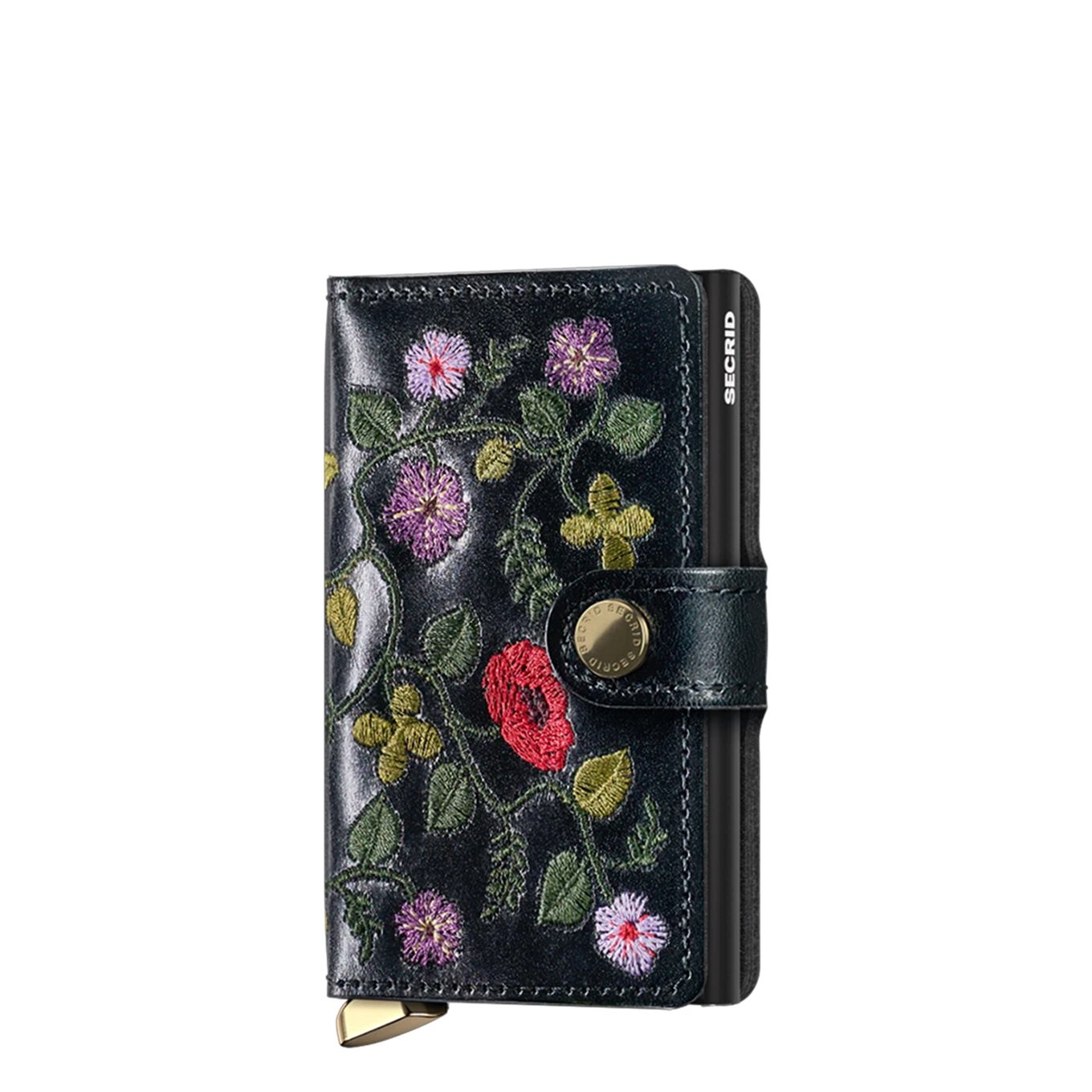 Secrid Miniwallet Premium Stitch Floral schwarze Damenbrieftasche