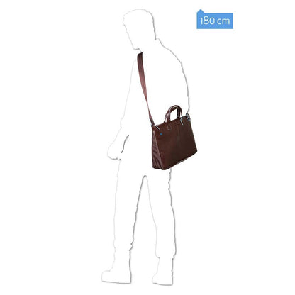 Piquadro Blue Square erweiterbare schlanke Computertasche 15,6" schwarz