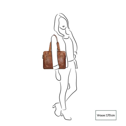 Bear Design Cow Lavato Laptop-Umhängetasche Cognac