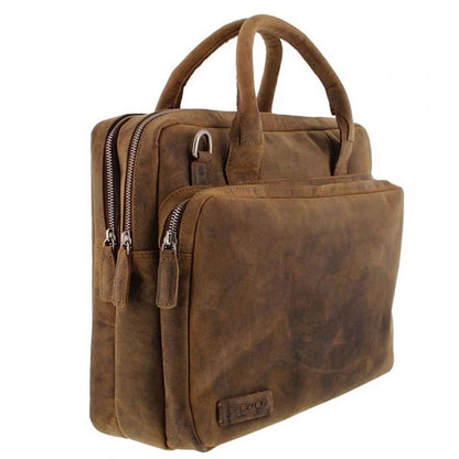 Plevier Retro Galileo Laptoptasche 3 Fächer 15,6" braun