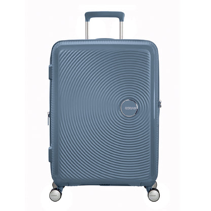 American Tourister Soundbox Spinner 77 Erweiterbarer steinblauer Hartschalenkoffer