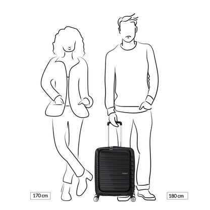 American Tourister Flashline Spin. 55/20 Frontloader Cabin Trolley shadow black