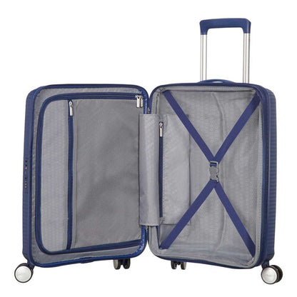 American Tourister Soundbox Spinner 55 Erweiterbares Hartschalenetui in Mitternachtsblau