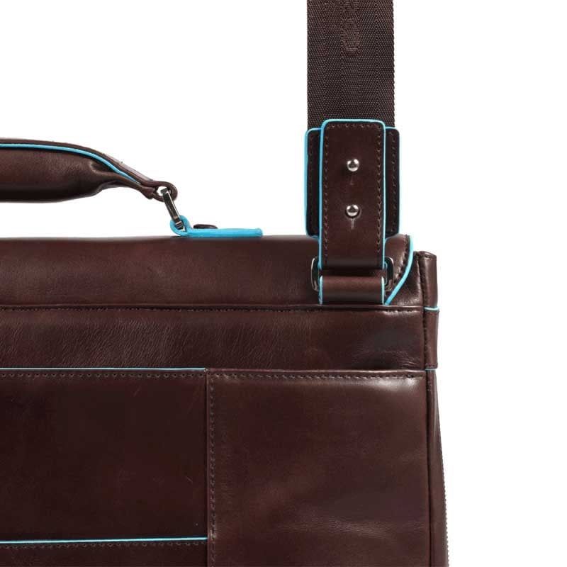 Piquadro Blue Square Exp. Computer Portfolio Briefcase mahogany