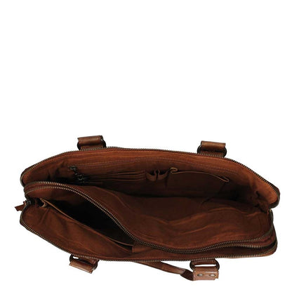 Bear Design Cow Lavato Laptop-Umhängetasche Cognac