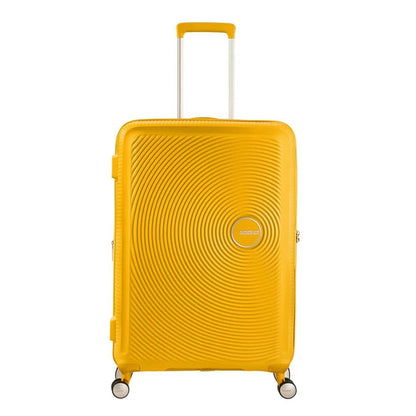 American Tourister Soundbox Spinner 67 Erweiterbares goldgelbes Hartschalenetui
