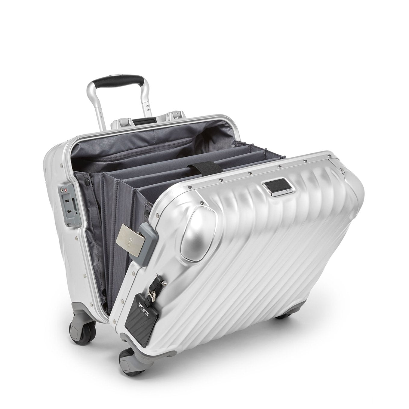 Tumi 19-Grad-Aluminium-Kompakthandgepäck-Trolley in Silber