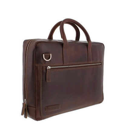 Plevier Vintage London Laptoptasche 2 Fächer 15,6" dunkelbraun