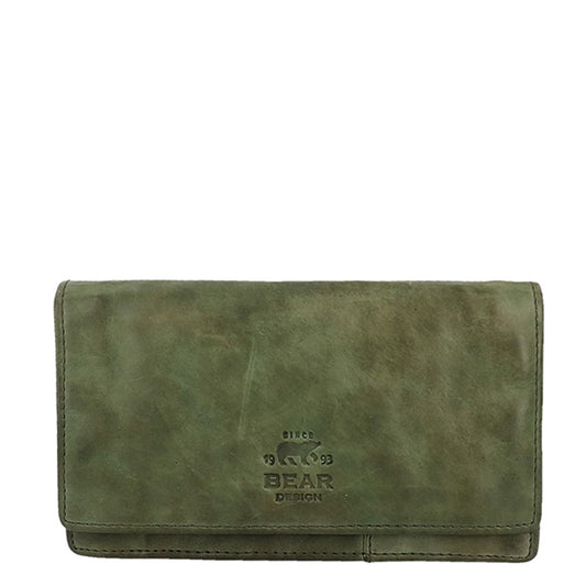 Bear Design Cow Lavato Dames Portemonnee 12cc olive green