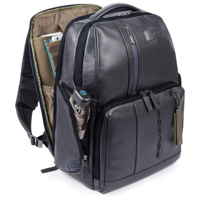 Piquadro Urban Fast-Check PC-Rucksack mit iPad-Fach, schwarzer Rucksack