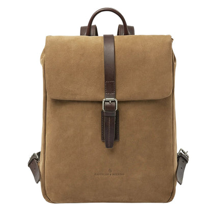 Castelijn &amp; Beerens Veneto Laptop-Rucksack aus Nubukleder, 15,6 Zoll, Taupe