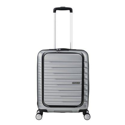 American Tourister Flashline Spin. 55/20 Frontloader Cabin Trolley sky silver