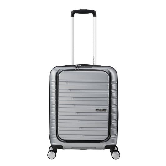 American Tourister Flashline Spin. 55/20 Frontloader Cabin Trolley sky silver