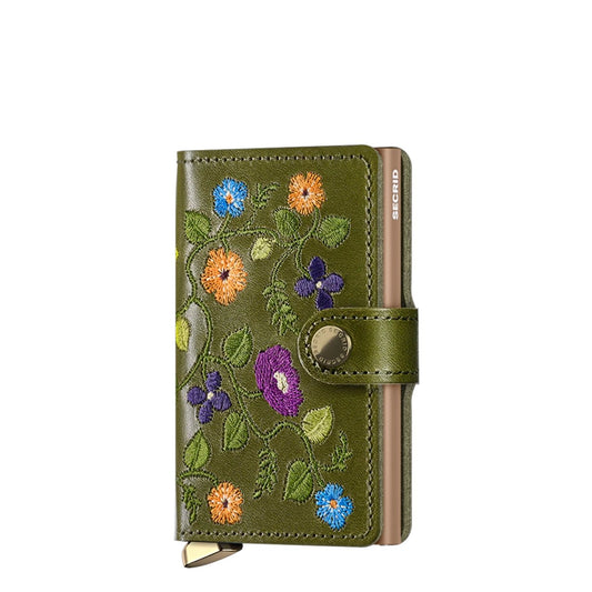 Secrid Miniwallet Premium Stitch Floral oliv Damenbrieftasche