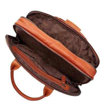 Castelijn & Beerens Firenze Business Laptoptas 15.6" 3 vaks licht bruin