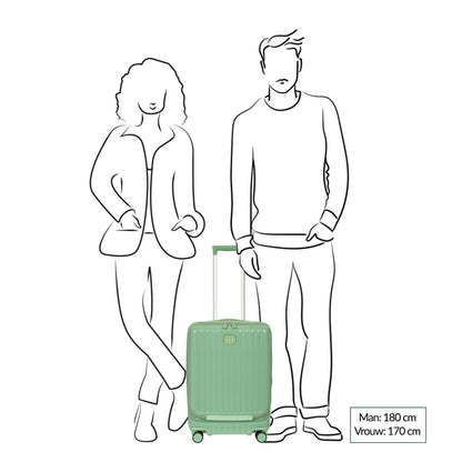 Bric's Positano Cabin Trolley 55 mit Tasche, salbeigrüner Hartschalenkoffer