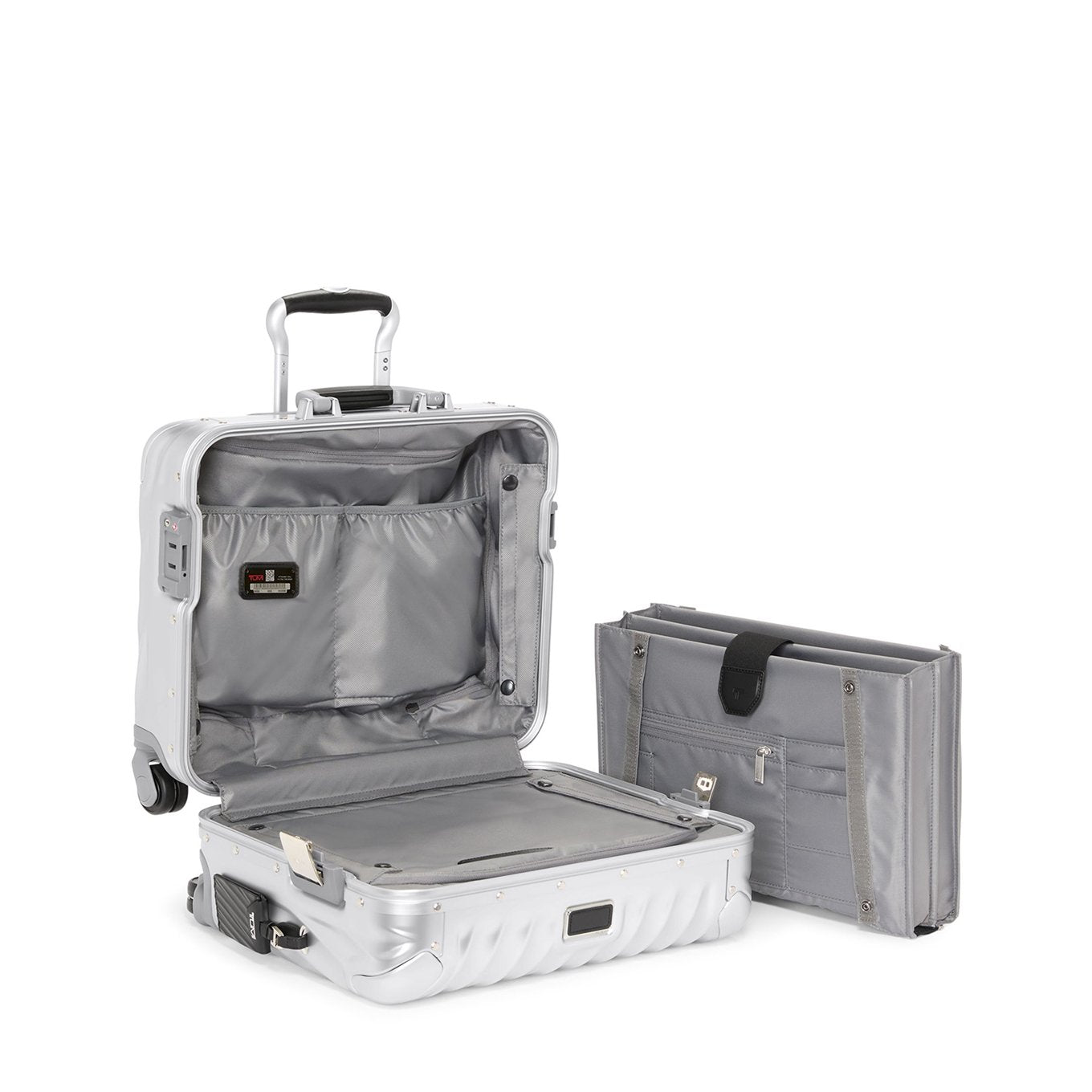 Tumi 19-Grad-Aluminium-Kompakthandgepäck-Trolley in Silber