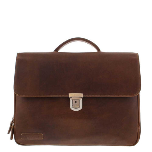 Plevier Vintage Oxford Laptop Bag 3 compartments 15.6" dark brown