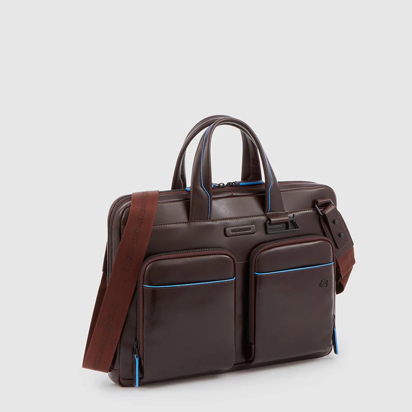 Piquadro Blue Square Computer Portfolio Briefcase 14'' mahogany