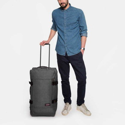Eastpak Tranverz M schwarze Denim-Trolley-Reisetasche