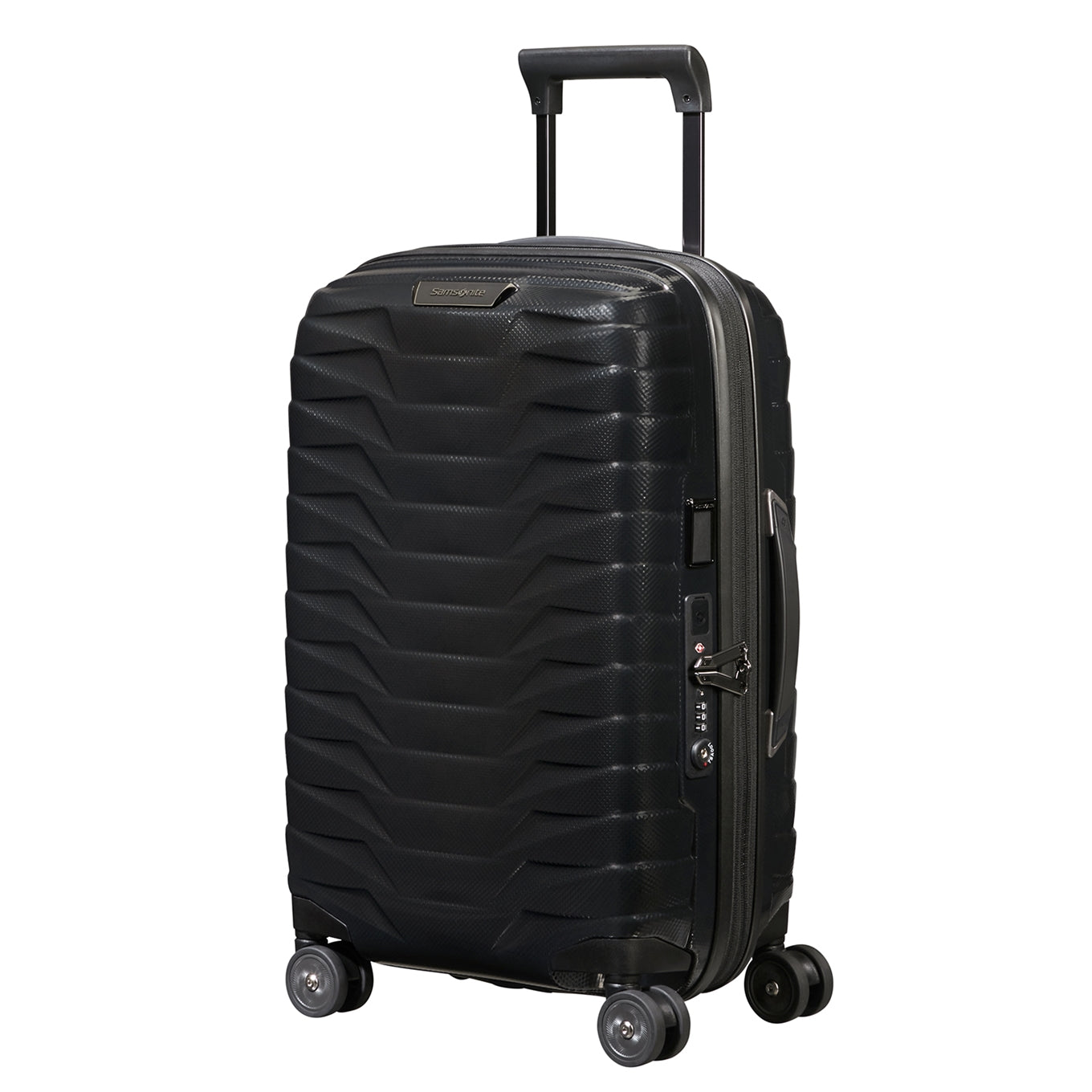 Samsonite Proxis Spinner 55/35 erweiterbares schwarzes Hartschalenetui