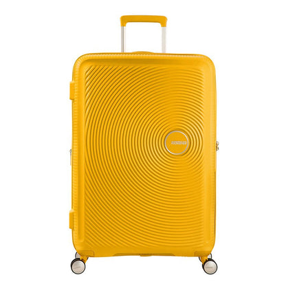 American Tourister Soundbox Spinner 77 Erweiterbares goldgelbes Hartschalenetui